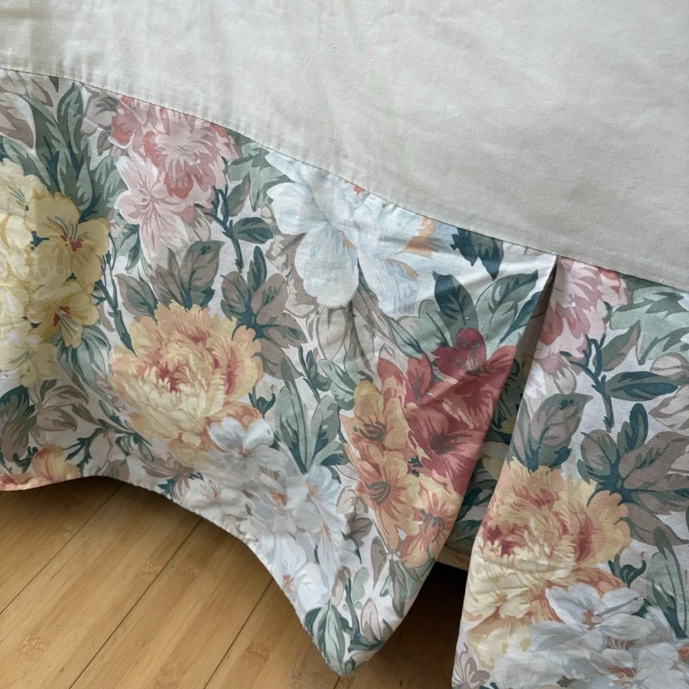 Croscill Biltmore Box Pleat Bedskirt Dust Ruffle Floral Green Rose Full 14